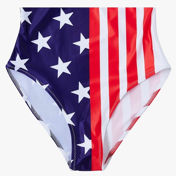 NEW Tuonroad American Flag Prints Women One Piece Swimsuit Bath Suit SM,L,XL,XXL - Picture 3 of 11